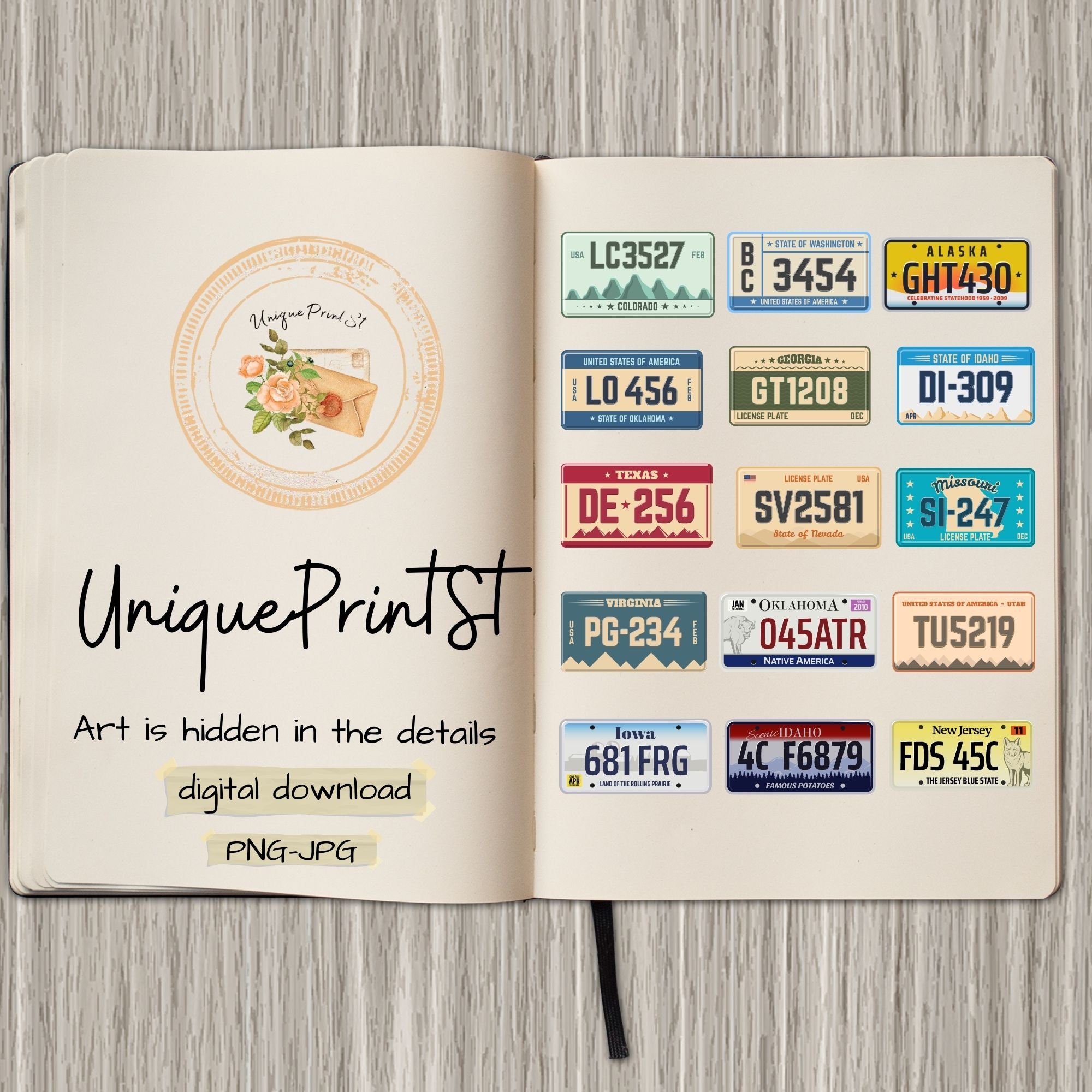 USA License Plate Printable Stickers, 40 Lisence Plates From Different ...