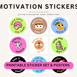 Druckbare Motivation Aufkleber und Poster Set von 9 | Lehrerwerkzeuge | Klassenzimmer | Feedback von Schülern