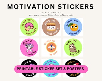 Printable Motivation Stickers and Poster Set of 9 | Teacher Tools | Classroom | Student Feedback