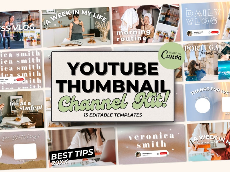 Youtube Influencer Vlogger Thumbnail Templates Kit | Animated Intro and ...