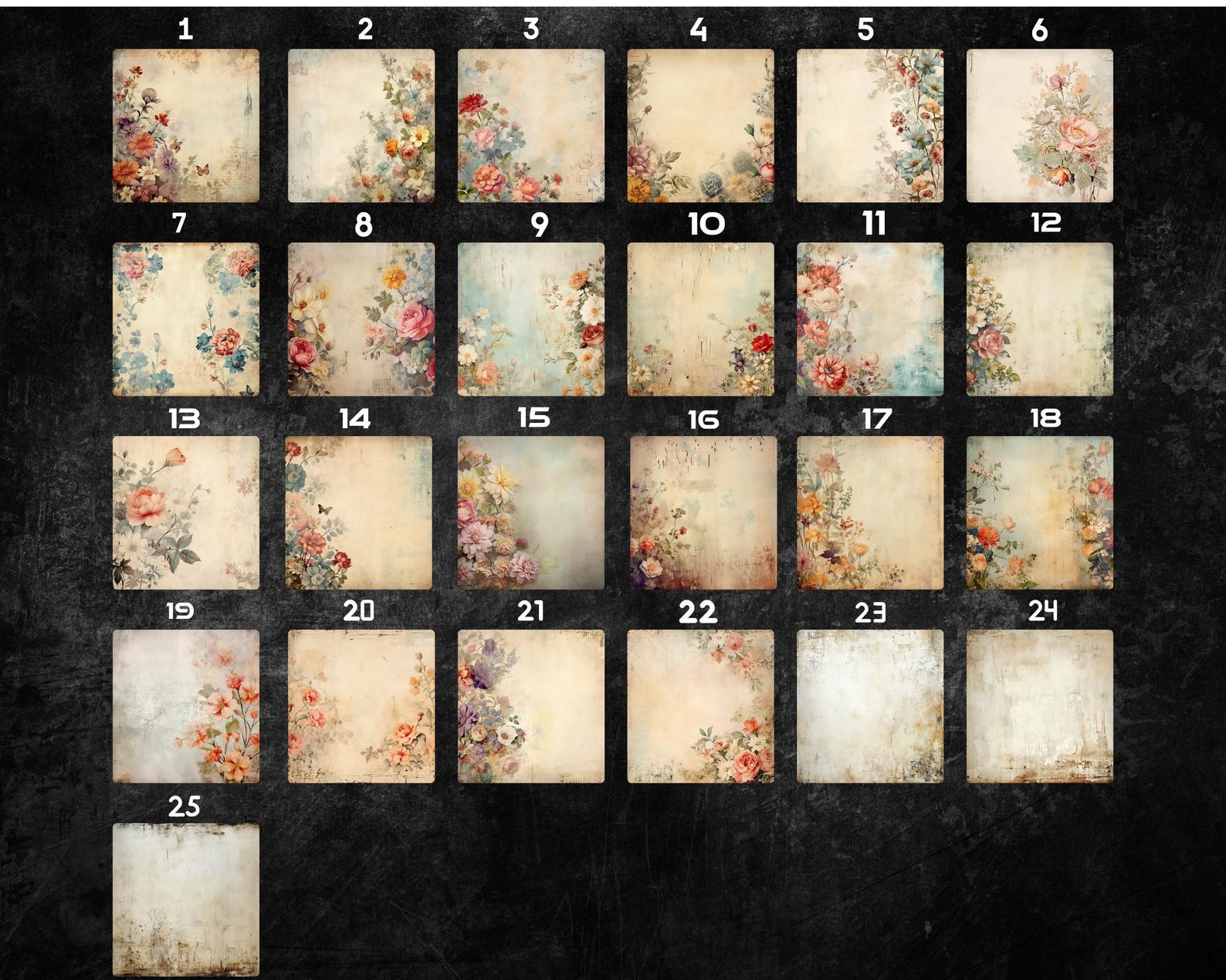 Memory of Flowers Digital Paper Pack, Vintage Floral Printable ...