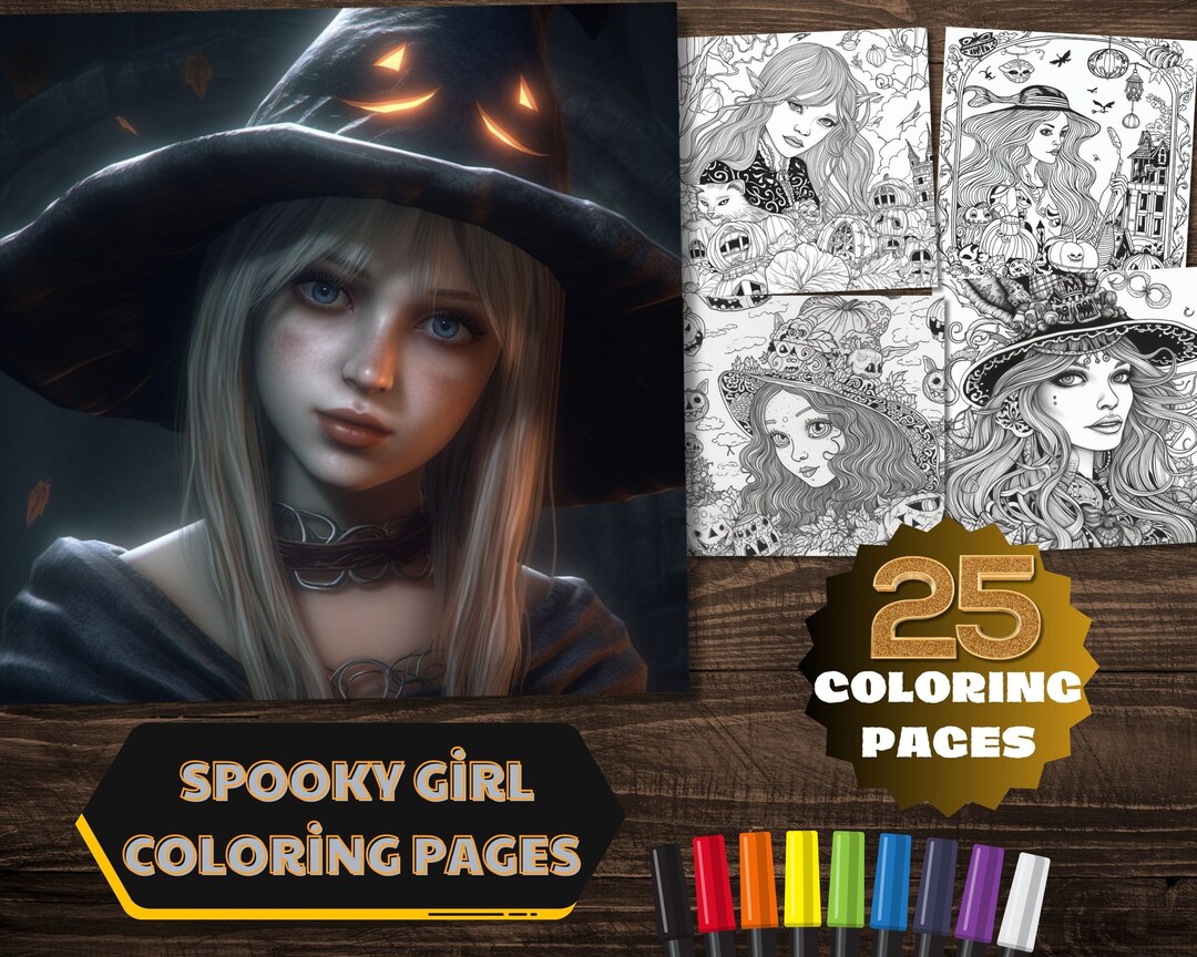 Spooky Girl Coloring Page Kawaii and Horror Coloring Book for - Etsy