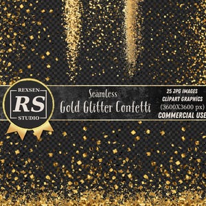 Seamless Gold Glitter Confetti ClipArt - Borders Clip art, Gold Shimmer, Confetti Overlay, Seamless Glitter Texture, COMMERCIAL USE