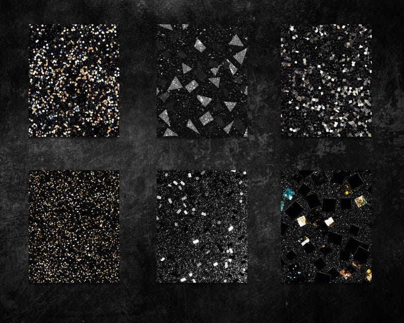 Black Glitter Digital Paper Pack, 25 Seamless Glam Textures, Luxury ...