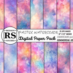 Pastel watercolor digital paper, pastel ombre wallpaper, pastel gradient, pastel rainbow paper, pink pastel background, pastel wedding