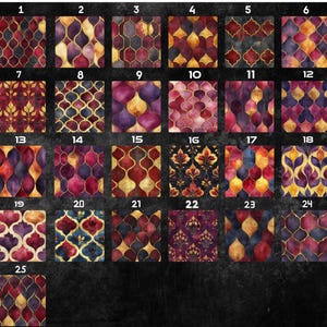 25 Watercolor Arabian Burgundy Digital Paper - seamless printable digital backgrounds for commercial use