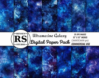 Ultramarine Galaxy Digital Paper: Starry Night Sky Textures (digital ...