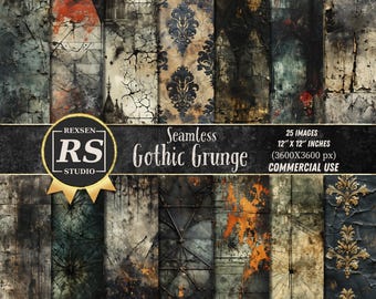 Gothic Grunge Digital Paper Pack, Distressed Vintage Textures, Dark Junk Journal Backgrounds (Commercial Use)