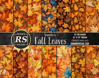 Fall Leaves Seamless Patterns | Printable Foliage Digital Paper ...