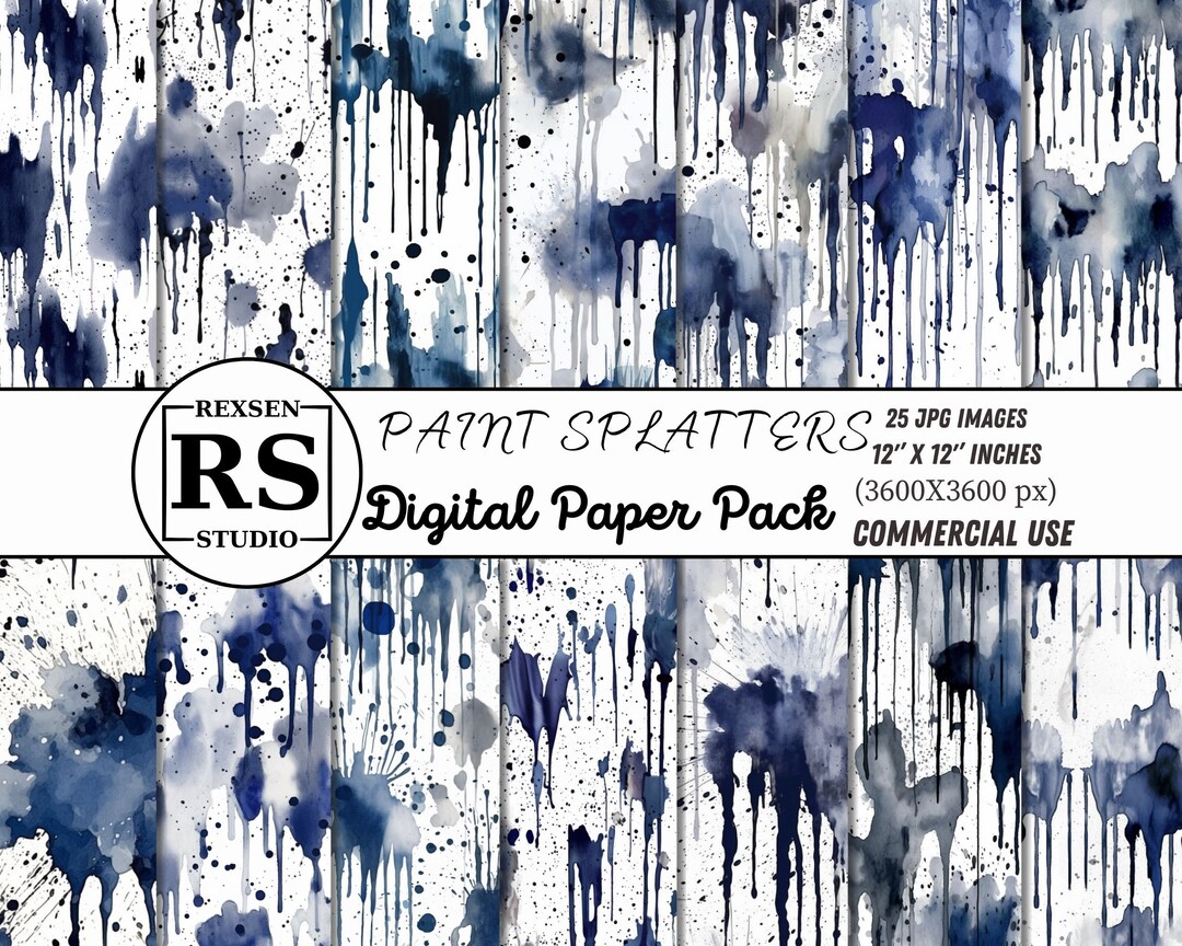 Navy & Gray Watercolor Splatter Digital Paper (seamless) - Etsy