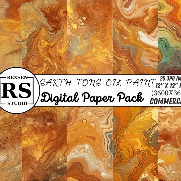 Earth Tone Oil Paint Textures, Digital Paper - paint textures instant download printable scrapbook paper for commercial use