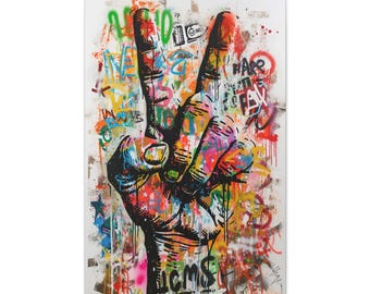 Graffiti Peace Sign Matte Canvas