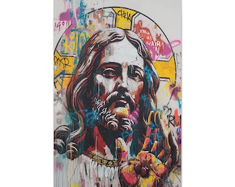 Graffiti Jesus Canvas Print: Matte Stretched Urban Wall Art