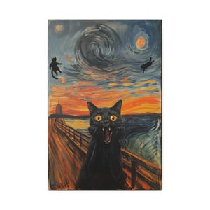Screme Katze Malerei Leinwand | Matt gestreckt Wand Kunst