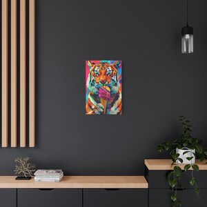 Pop Art Tiger Canvas: Bright Colors - Matte Finish on Pine Frame image 8