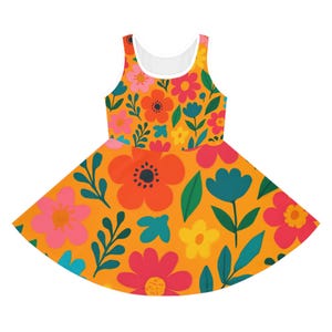 Floral Girls&#39; Sundress: Lightweight Polyester-Spandex Summer Dress