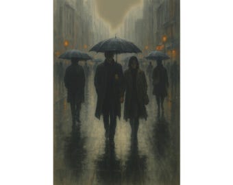 Moody Urban Canvas Wall Art: Decorazione con paesaggio urbano piovoso