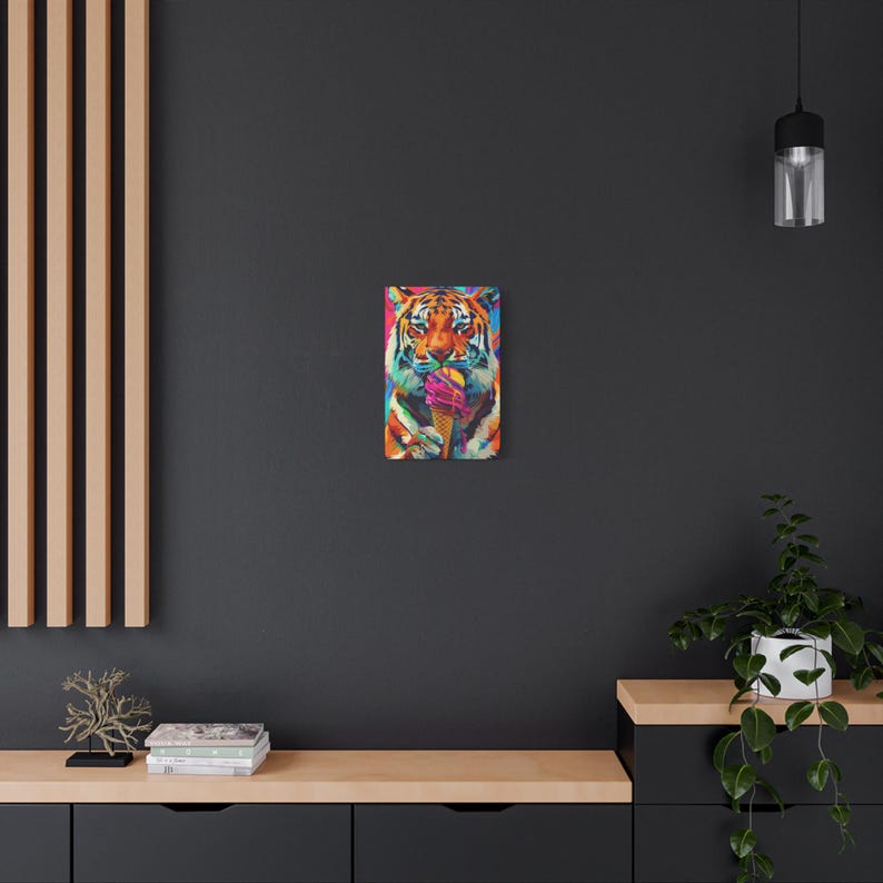 Pop Art Tiger Canvas: Bright Colors - Matte Finish on Pine Frame image 7