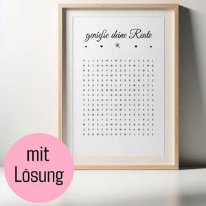 Kreuzworträtsel personalisiert - Geschenk zur Rente/zum Ruhestand - Worträtsel - kreativer Gutschein - PDF DIN A3 Download - Last Minute