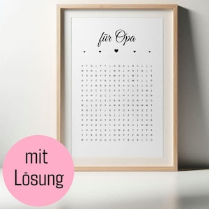 crossword puzzle - personalized message for grandpa - instant download, digital download - PDF - DIN A3 - crosswords - last minute