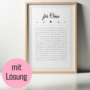 crossword puzzle - personalized message for grandma - instant download, digital download - PDF - DIN A3 - crosswords - last minute birthday