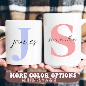 Taza con nombre inicial personalizado / Taza de café con monograma minimalista / Regalo personalizado para él o ella / Taza con letras personalizadas estéticas para mujeres y hombres