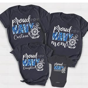 Personalized Proud Navy Family Shirt | Custom Sailor T-Shirt | Navy Graduation & Navy Matching Shirt | Best Gift for Navy Moms and Dads
