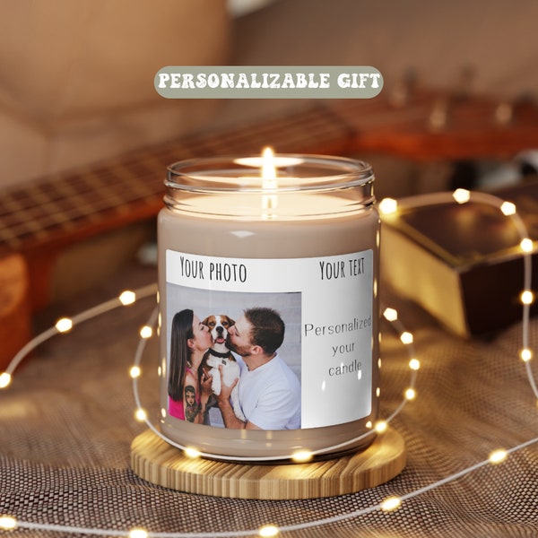 Candle with personalized image,anniversary gift with customized photo,custom text,gift for candle lovers,couple's gift,Animal lover gifts.