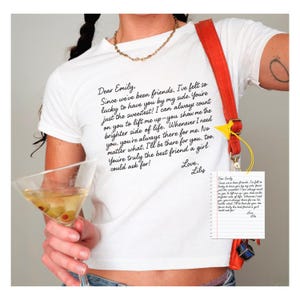 Camiseta personalizada con carta a tu mejor amiga/Camiseta personalizada con mensaje para mejor amiga/Regalo Y2K para cumpleaños, viaje de chicas o conjunto a juego