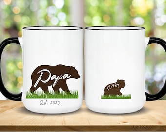 Taza de papá oso, taza de café de papá oso con cachorros, taza de padre personalizada, taza de papá personalizada, taza de café de padre, taza de papá con nombre, taza de revelación de embarazo