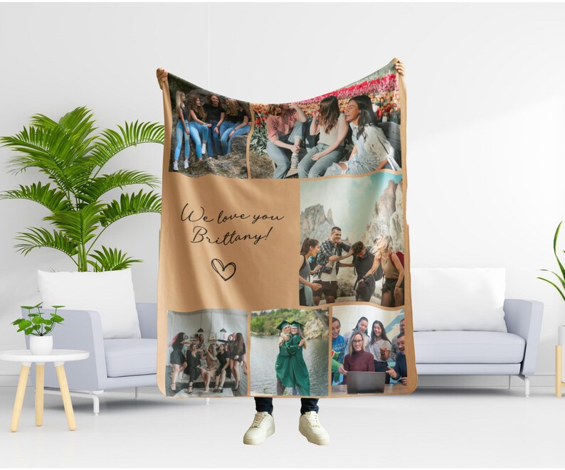 Personalized Pet Photo Blanket With Name, Photo Collage Gifts for Him
