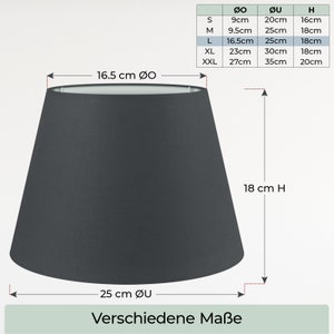 Wogati® Premium Lampenschirm E14/E27 Baumwolle verschiedene Größen & Farben Ø Unten 20-35 cm Stehlampe Hängelampe Tischlampe Bild 10