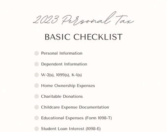 2023 Personal Tax Basic Checklist / 2023 Tax Return Checklist / 2023 Tax / 2023 Tax Client Basic Intake Form