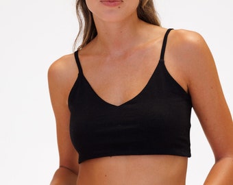 Simple Black V Lycra CropTop