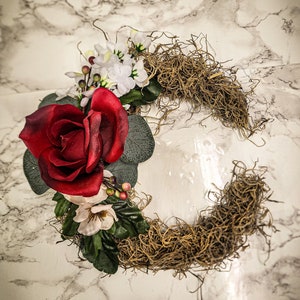 Cresent Moon Wreath - Moss Moon Wreath - Winter Wreath - Holiday Moon Wreath - Cresent Moon Decor - Winter Moon Wall Decor - Winter Decor