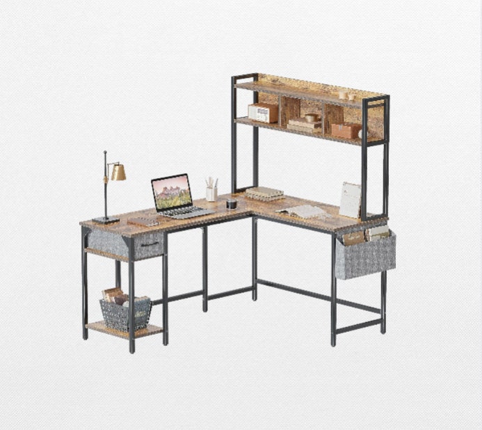 L Shaped Desk With Hutch Etsy UK
