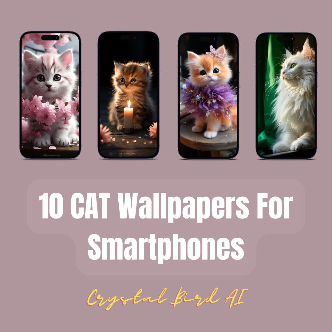 10 Cat Wallpapers for Smartphones 2 FREE AI Art Etsy UK