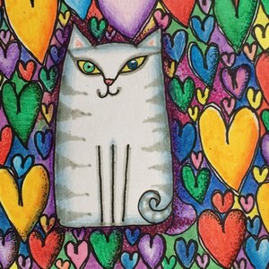 Cartão vazio de gato bonito de 2 PK | Cartão Reciclado | Cartão Gato Quadrado
