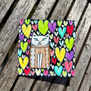 Lot de 2 cartes vierges chat mignon | Carte carrée de chat| Chat mignon | Carte Amoureux des chats