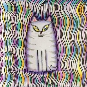 Cartão vazio de gato bonito de 2 PK | Cartão Reciclado | Cartão quadrado do gato |