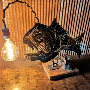 Steam punk angler fish lamp FREE SHIPPING!