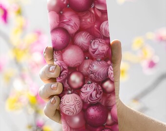 A Pink Christmas Ornaments Skinny Tumbler with Straw, 20oz