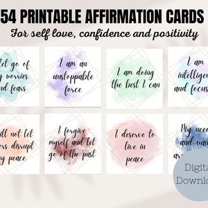 Jeu de cartes Affirmation positive, Vision Board imprimable, outil sur la santé mentale et le bien-être, cartes de manifestation, imprimable soins de santé, PDF numérique