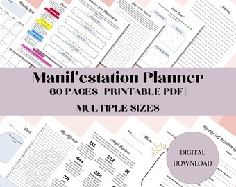Manifestation Planner Printable,Mental Health Journal,Manifestation Kit,Law of Attraction,Digital PDF,369 Method,Self Development,Self Care