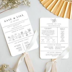 Minimal Wedding Program Fans, Infographic Wedding Programme Order of Events Ceremony Canva Template, Outdoor Summer Wed Timeline DIY | NA1