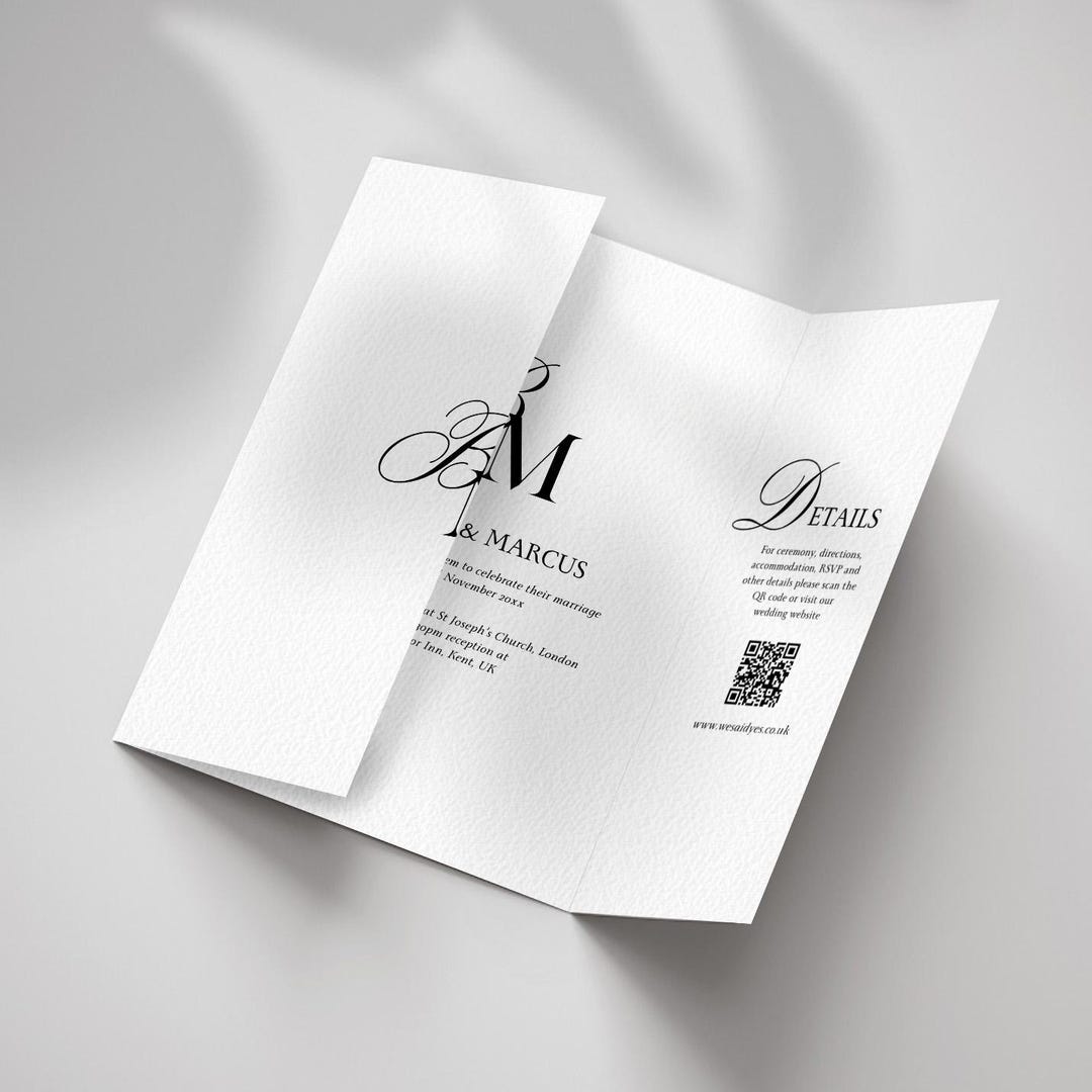 Minimal Gatefold Wedding Invitation Template: Simple yet Classy Folding ...