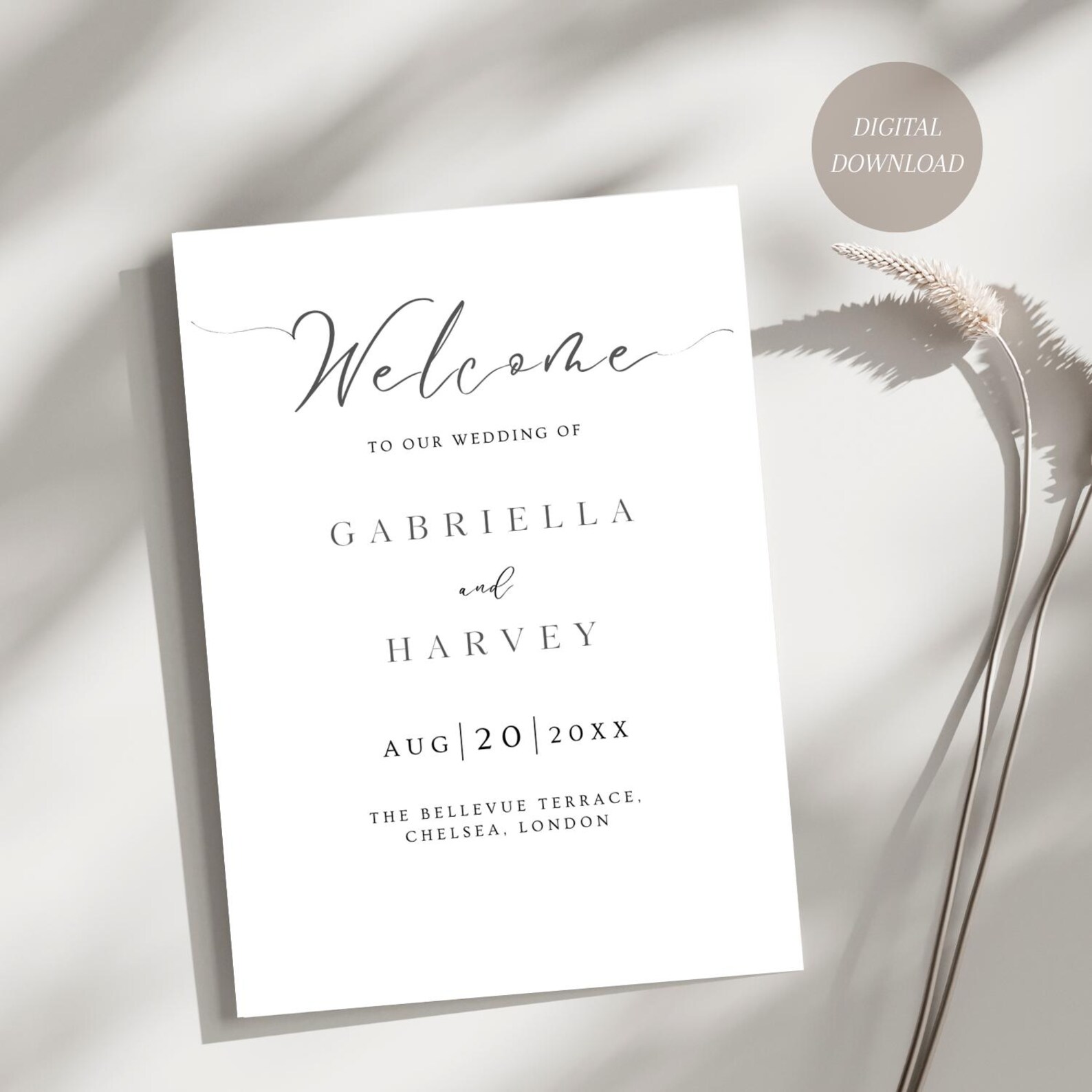 Minimal Wedding Program Fans, Wedding Ceremony Program Template, Modern ...