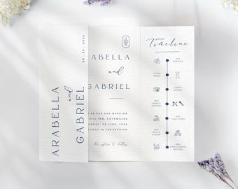Elegant Gatefold Wedding Invitation Template, Digital Canva Template, Add Your Photo, Minimal Wedding Folded Invitation INSTANT DOWNLOAD