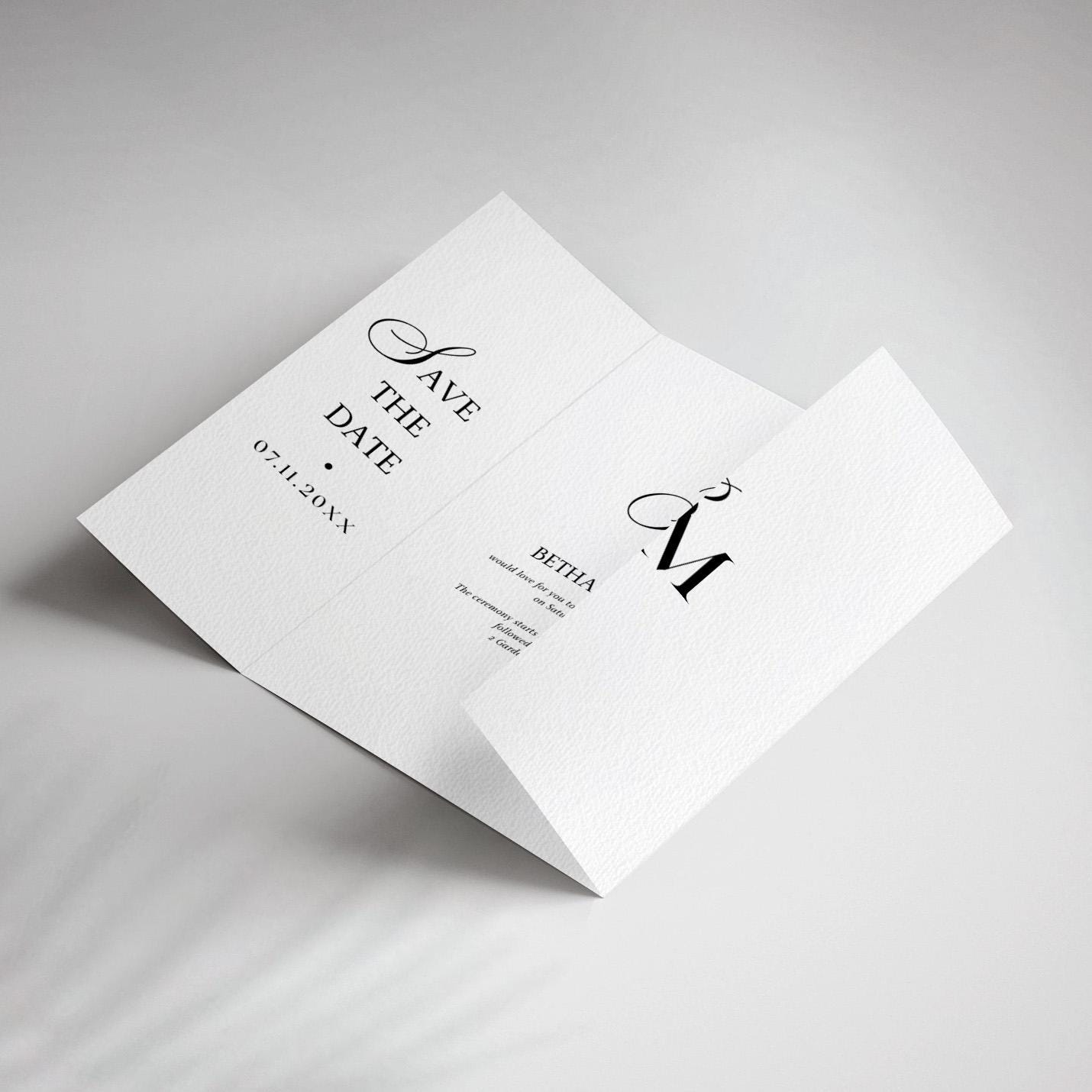 Minimal Gatefold Wedding Invitation Template: Simple yet Classy Folding ...