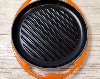 Flame Orange Le Creuset 10” Cast Iron Round Grill - Vintage